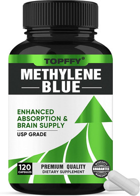 Methylene Blue (Usp Grade), 120 Capsules Maximum Absorption Pharmaceutical Grade Supplement, Support Antioxidant, Anti-Aging, Cognition And Energy