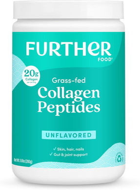 Further Food Unflavored Collagen Peptides Powder, Grass-Fed Pasture-Raised Hydrolyzed Type 1 & 3 Protein, Gut Health + Joint, Hair, Skin, Nails, Paleo Keto Sugar-Free 9.88 Oz