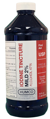 Humco 121316001 Iodine Tincture 2 Percent Mild Usp 16 Oz, Shape