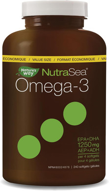 By Nature'S Way Omega-3 Liquid Gels, Lemon, 240 Liquid Gels, Value Size, 1250 Mg Omega-3 (750 Mg Epa, 500 Mg Dha), Non-Gmo