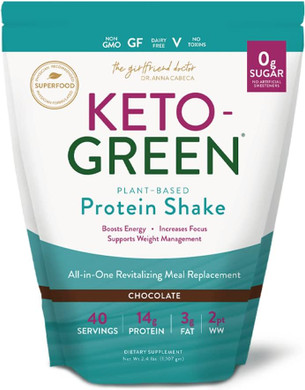 Vidapura Keto-Green Protein Shake By Dr. Anna Cabeca  Chocolate Vegan Protein Powder For Daily Nutrition & Digestive Support, 16 Single Servings