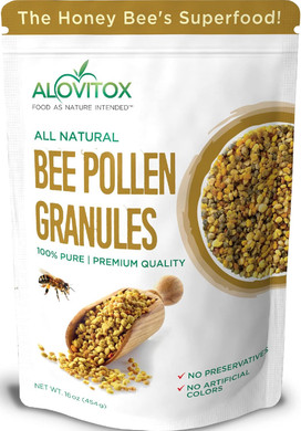 Alovitox Fresh Bee Pollen Powder | 100% Pure, Fresh, Raw | Supports The Immune System | Proteins, Vitamins B6, B12, C, A | Gluten Free, Non-Gmo | 16 Oz