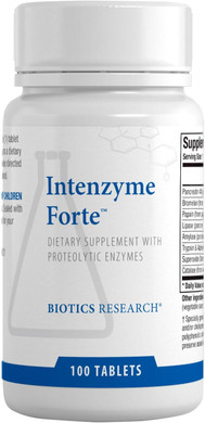 Biotics Research Intenzyme Forte Proteolytic Pancreatic Enzymes, Pancreatin, Bromelain, Papain, Lipase, AmylaseSupplement Supports Healthy Protein DigestionImmune & Circulatory Function 100 Tablets
