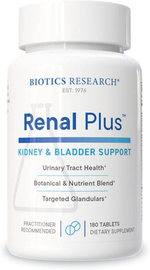 Biotics Research Renal Plus  Botanical, Glandular And Nutritional Support For Optimal Renal Function. Kidney Health & Supports Urological Function Ulva Ursi, Buchu Leaf, Echinacea, Cranberry180Tabs
