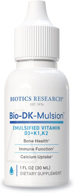 Biotics Research Bio-Dk-MulsionEmulsified Liquid Vitamin D And K, D3 Drops 125 Mcg & Vitamin K (K1, K2) 300 Mcg Mk-7Supports Stronger Bones, Musculoskeletal Strength, Healthy Heart & Bmi 1 Fl Oz