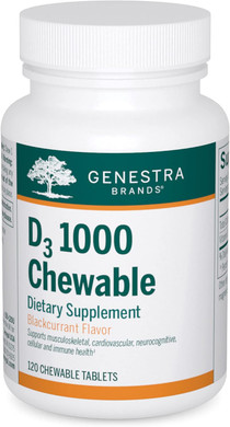 Genestra Brands D3 1000 Chewable | Vitamin D Supplement | 120 Chewable Tablets | Natural Blackcurrant Flavor