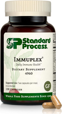 Standard Process Inc. Immuplex - Daily Immune Support Supplement With Folate, Iron, Vitamin C & Vitamin A - Mineral Supplement With Antioxidant Ingredients - 150 Capsules