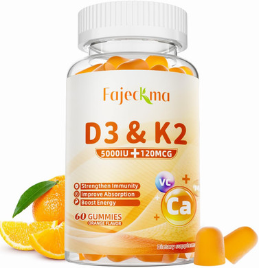 Natural D3 K2 Vitamin Gummies: Sugar Free Chewable Supplement Plus Magnesium Zinc Calcium B12 B6 B9 For Immune Skin Health Support Stress Relief - For Low Energy Sports Adults(120Count)