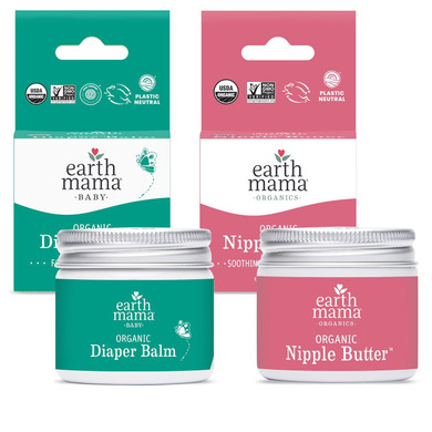 Earth Mama Nipple Butter & Diaper Balm | Nipple Cream & Organic Skincare For Baby | Breastfeeding & Postpartum Essentials Bundle