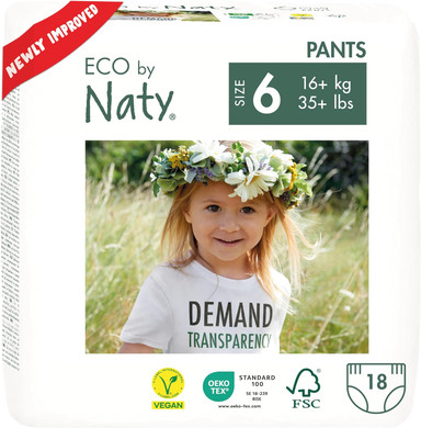 Eco By Naty Pull Ups - Hypoallergenic And Chemical-Free Training Pants, Highly Absorbent And Eco Friendly Pull Ups For Boys And Girls - Size (6) 4T-5T (35+ Lbs)  18 Count