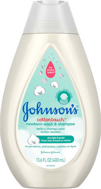 Johnson'S Cottontouch Newborn Baby Body Wash & Shampoo, Gentle & Tear-Free, Made With Real Cotton, Gently Washes Away Dirt & Germs, Sulfate- & Paraben-Free For Sensitive Skin, 13.6 Fl. Oz