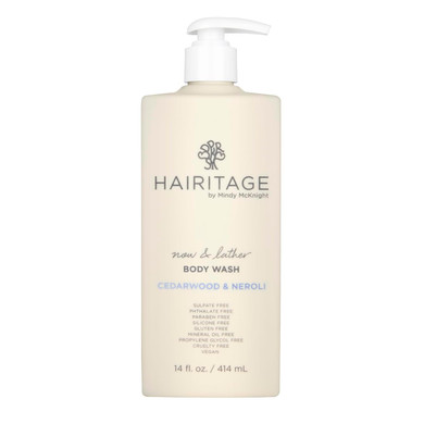 Hairitage Now & Lather Mint & Yuzu Scented Body Wash For Women, Men & Kids - Oat Kernel & Gotu Kola Extracts For All Skin Types - Eucalyptus Oil & Peppermint Oil, 14 Fl Oz