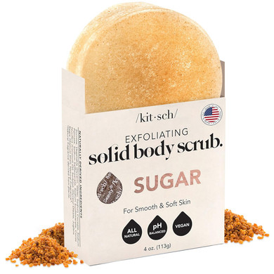Kitsch Exfoliating Sugar Scrub For Body  All Natural Body Scrub Bar Soap For Smooth, Hydrated & Glowing Skin - Vegan Soap Bar Exfoliator For Men And Women - Made In The Usa - 4 Oz