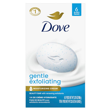 Dove Beauty Bar For Softer Skin Gentle Exfoliating More Moisturizing Than Bar Soap 3.75 Oz 6 Bars