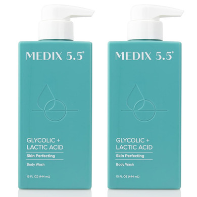 Medix Exfoliating Glycolic Acid Body Wash & Face Wash + Fragrance Free Retinol Body Lotion Skin Care Set | Crepey Skin Care Treatment | Lactic Acid Foaming Wash For Kp Bumps, Keratosis Pilaris & Acne