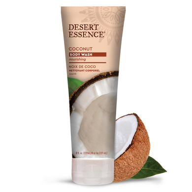 Desert Essence Coconut Body Wash - Nourishing Body Wash With Jojoba Oil, Organic Coconut Oil, Shea Butter - Vegan, Cruelty-Free, Gluten-Free - Hydrating Natural Body Wash For Smooth Skin Care - 8 Oz