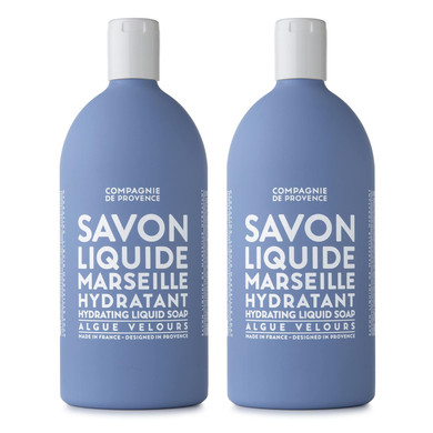 Compagnie De Provence Savon De Marseille Extra Pure Liquid Soap - Velvet Seaweed - Bulk 67.6 Fl Oz Plastic Bottle Refill
