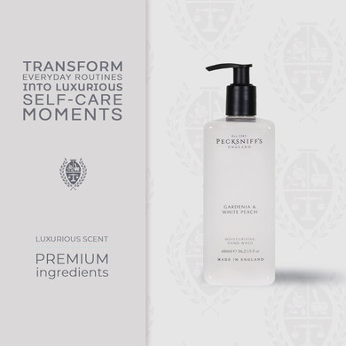 Pecksniff'S Hand Wash - Liquid Hand Soap For Soft Skin, Natural, Revitalising, Hydrates And Moisturises, Handcrafted In England, Cruelty Free, Gift Of Luxury 480Ml/16.2 Fl Oz (Gardenia & White Peach)