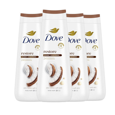 Dove Body Wash Restoring Coconut & Cocoa Butter 4 Count