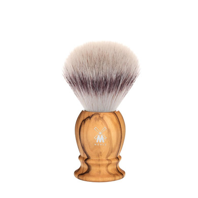 Mühle Classic Olive Wood Small Silvertip Fiber Shaving Brush - Synthetic Luxury Shave Brush For Men, Rich Lather