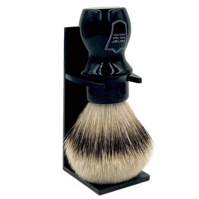 Parker 100% Silvertip Badger Mug Shaving Brush With Brush Stand - Extra Dense And Extra Soft Bristles - Long Handle Is Perfect For Use With Your Shaving Mug (Ivory Color)