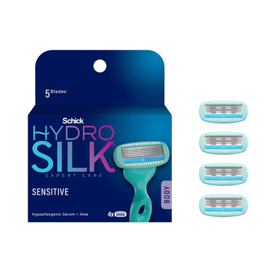 Schick Hydro Silk Sensitive Razor Blade Refills, 6 Count | 5-Blade Sensitive Skin Razors For Women | Womens Razor Refills For Sensitive Skin