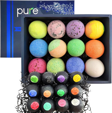 Pure Bath Bomb Gift Set For Men, 12 Xl Organic Bath Bombs For Men Relaxing Bath Spa Gift Idea For Dad, Husband, Boyfriend, For Special Occasions, Birthdays, Holidays!