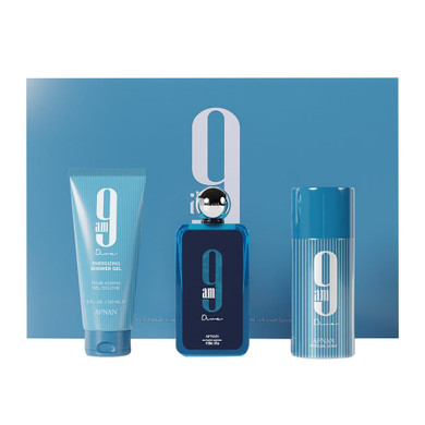 Afnan 9 Am Dive Perfume Gift Set  Eau De Parfum (3.4 Oz), Shower Gel (5.0 Oz), Deodorant (5.0 Oz)