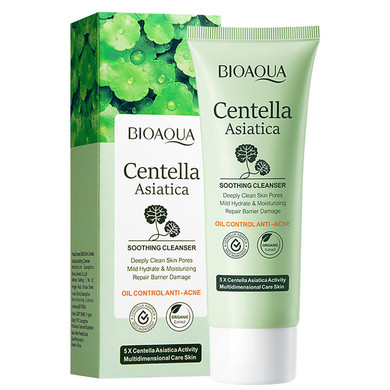 Bioaqua Centella Asiatica Soothing Face Cleanser Oil Control Anti-Acne Deep Pore Clean Facial Hydrating Moisturizing 100G/3.5Oz