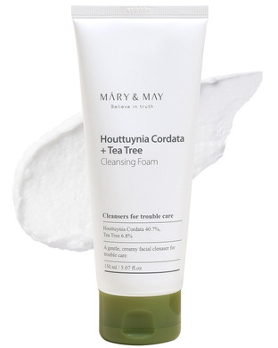 Mary&May Houttuynia Cordata + Tea Tree Deep Clean Foam - Pore Cleansing, Skin Trouble Care, Soothing Hydration - Korean Skincare, Ewg Green Grade, Hypoallergenic, 5.07 Fl Oz