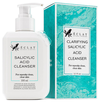 Eclat Skincare Salicylic Acid Cleanser - Acne Face Wash With Niacinamide, Vitamin E & Green Tea - Pore Cleanser For All Skin Types - Blemish Fighting Face Wash - 150Ml
