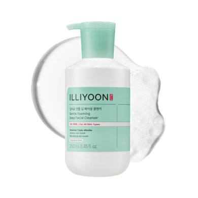 Illiyoon Gentle Deep Facial Cleanser | Low Ph Gel-To-Foam Face Wash For Sensitive Skin, Hydrating Gel Cleanser & Daily Makeup Remover, Korean Skincare, 8.45 Fl.Oz