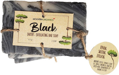 Handmade Black Soap (3 Count) - Soothing Face And Body Cleansing And Moisturizing. Safe For All Skin Types. With Activated Charcoal