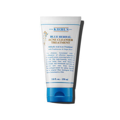 Kiehl'S Blue Herbal Acne Cleanser Treatment With Salicylic Acid, Foaming Face Wash For Oily & Acne-Prone Skin, Helps Clear Blackheads & Whiteheads, Removes Oil, Paraben-Free, Fragrance-Free - 5 Fl Oz