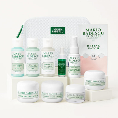 A Little Bit Of Mario 10-Piece Skincare Kit  Vitamin C Serum, Glycolic Acid Toner, Hyaluronic Dew Cream, Collagen Mask, Hoci Spray & Cleanser  Brightening, Anti-Aging & Hydration  Travel & Gift Set