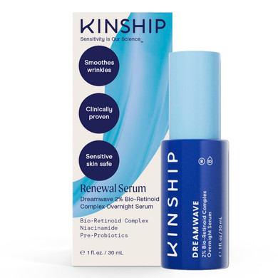 Kinship Dream Wave 2% Bio-Retinoid Overnight Ultra Hydrating Serum For Face | Retinol For Sensitive Skin | Anti Aging Niacinamide + Tranexamic Acid | Smooth Wrinkles | Redness Reducing Skin Care 1 Oz