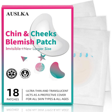 Auslka Pimple Patches For Face,Large Hydrocolloid Patches, Zit & Blemish, Large Spot Stickers For Chin, Cheeks, Body With Tea Tree & Calendula Oil, 18 Count