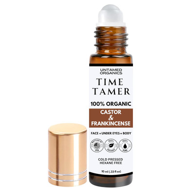 Time Tamer - Castor Oil & Frankincense Oil Roll On Facial Serum For Under Eyes And Face - Certified Organic, Cold Pressed, Hexane Free - Miracle Anti-Aging Oil - 10Ml