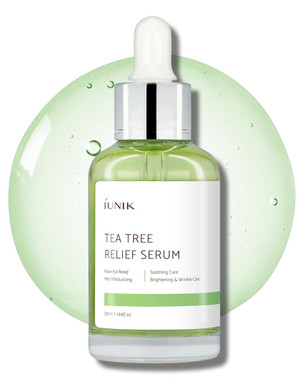 Iunik Tea Tree Relief Vegan Serum For Acne-Prone Skin  Non-Sticky & Lightweight Facial Ampoule With Centella Asiatica For Soothing, Calming, And Balancing  Korean Skincare