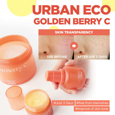 Thesaem Urban Eco Golden Berry C Ampoule With Micro-Vitamin Bubble & Vitamin C - Blemish Clearing, Tone Correcting & Dark Spot Lifting Ampoule - Hydrating Facial Serum For All Skin Types, 1.01 Fl.Oz