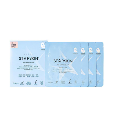 Starskin After Party 4X40G, Bio-Cellulose Brightening Face Mask For All Skin Types, Korean Skincare Mask Infused With Vitamin C Serum And Niacinamide, Energizing And Soothing, K Beauty Skincare