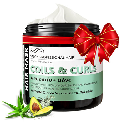 Dead Sea Collection Hair Mask For Curly Hair - With Avocado, Aloe And Dead Sea Minerals - Repair, Strengthens And Moisturizes Hair - 16.9 Fl. Oz