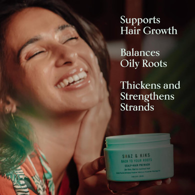 Shaz & Kiks Essential Prewash Mask For Fine, Thin To Medium Hair | Scalp & Hair Mask Delivering 35+ Essential Nutrients To Build Long-Term Health | Stimulate Growth & Thicken Fine Strands, 3.04 Oz