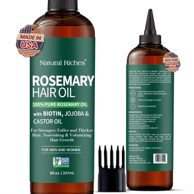 Natural Riches Rosemary & Batana Hair Oil (8 Fl Oz) | Revitalizing And Strengthening Hair Treatment For Fuller, Healthier-Looking Hair | Paraben Free | Suitable For All Hair Types