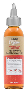 Dr. Miracle'S Strong & Healthy Restoring Oil With Black Castor Oil, Tea Tree Oil, And Mango Butter For 2X Moisture - 4Oz