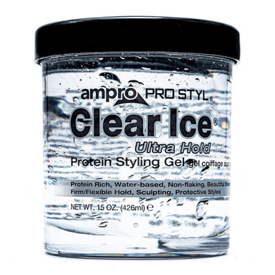 Ampro Pro Styl Clear Ice Styling Gel - Protects And Strengthens Your Strands - Non-Flaking, Alcohol Free, Vegan Formula - Flexible, Touchable Hold For All Hair Types - 15 Oz