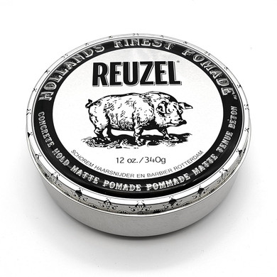Reuzel Concrete Matte Pomade, Strong All Day Hold, Water Soluble Styling, No Shine And Flake Free, Easy To Wash Out, For All Hairstyles, 12 Oz