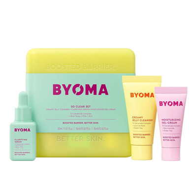 Byoma So Bright Set - Barrier Repair Skincare Set For Brighter Skin - Creamy Jelly Cleanser, Brightening Face Serum & Ceramide Face Moisturizer - Alcohol Free Skin Care - 30Ml, 15Ml, 15Ml