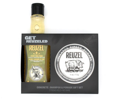 Reuzel Concrete Matte Pomade & 3-In-1 Shampoo Gift Set, Strong All Day Hold, For All Hairstyles