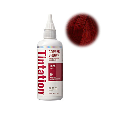 Red By Kiss Tintation Semi-Permanent Hair Color, Aloe Vera Water Based, Argan Oil, Olive Oil, Collagen & Keratin, Long-Lasting Color Dye (Copper Brown, 5 Fl Oz)